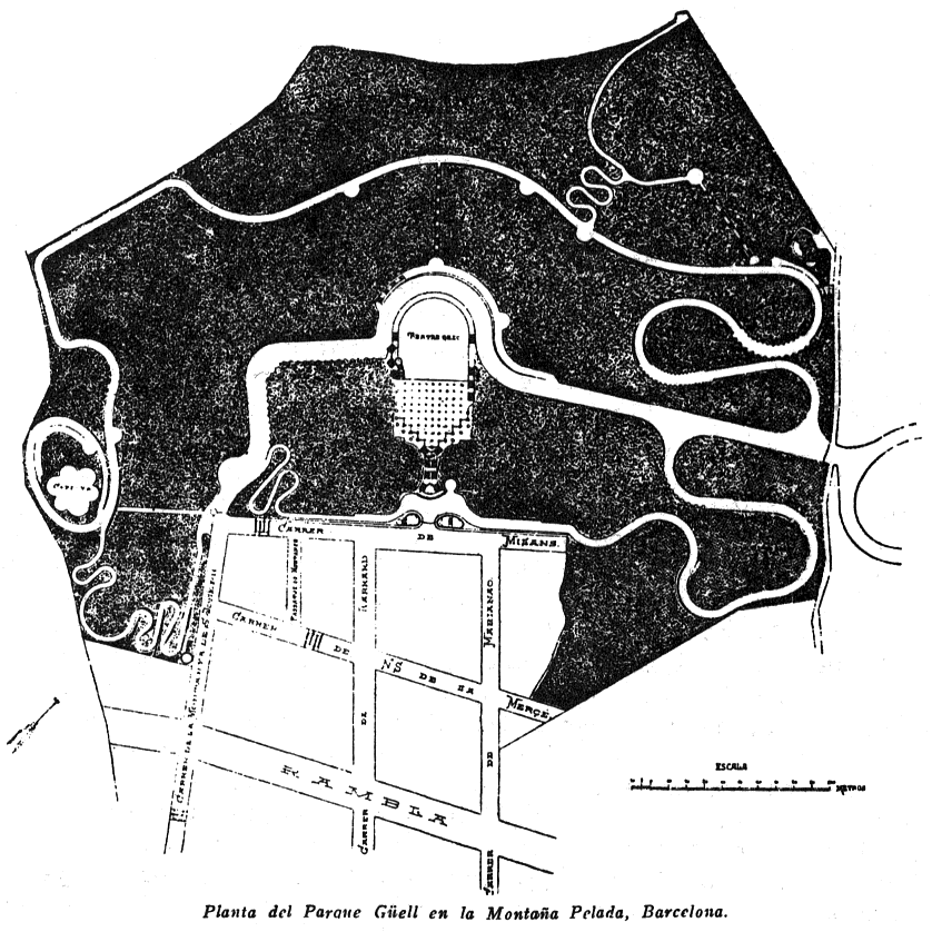 Plan of the Parc Guell in Barcelona