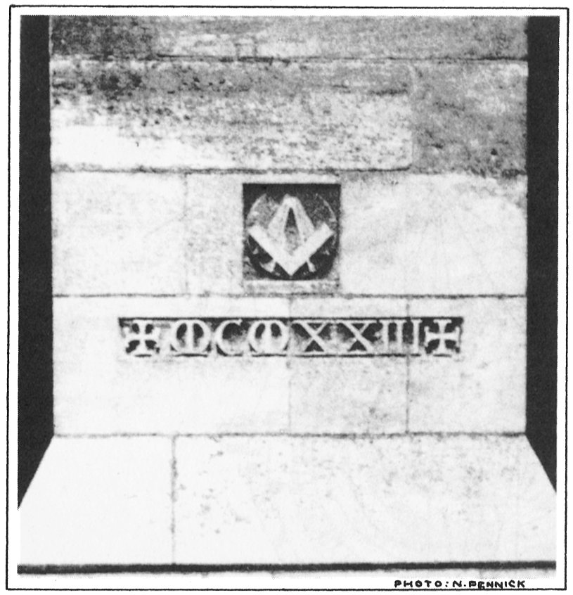 Masonic emblem on stone in Peterborough