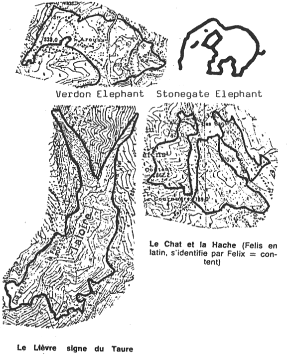 Elephant and other images from the Verdon terrestrial zodiac