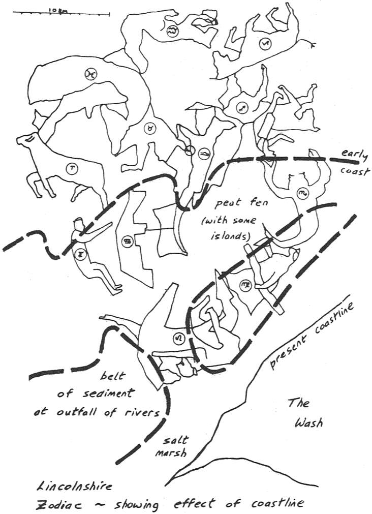 Zodiac in relation to ancient coastline