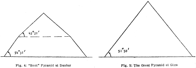 Bent Pyramid at Dashur, and Great Pyramid at Giza