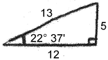 Right triangle, sides 5, 12, 13