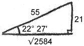 Right triangle, hypotenuse 55, side 21